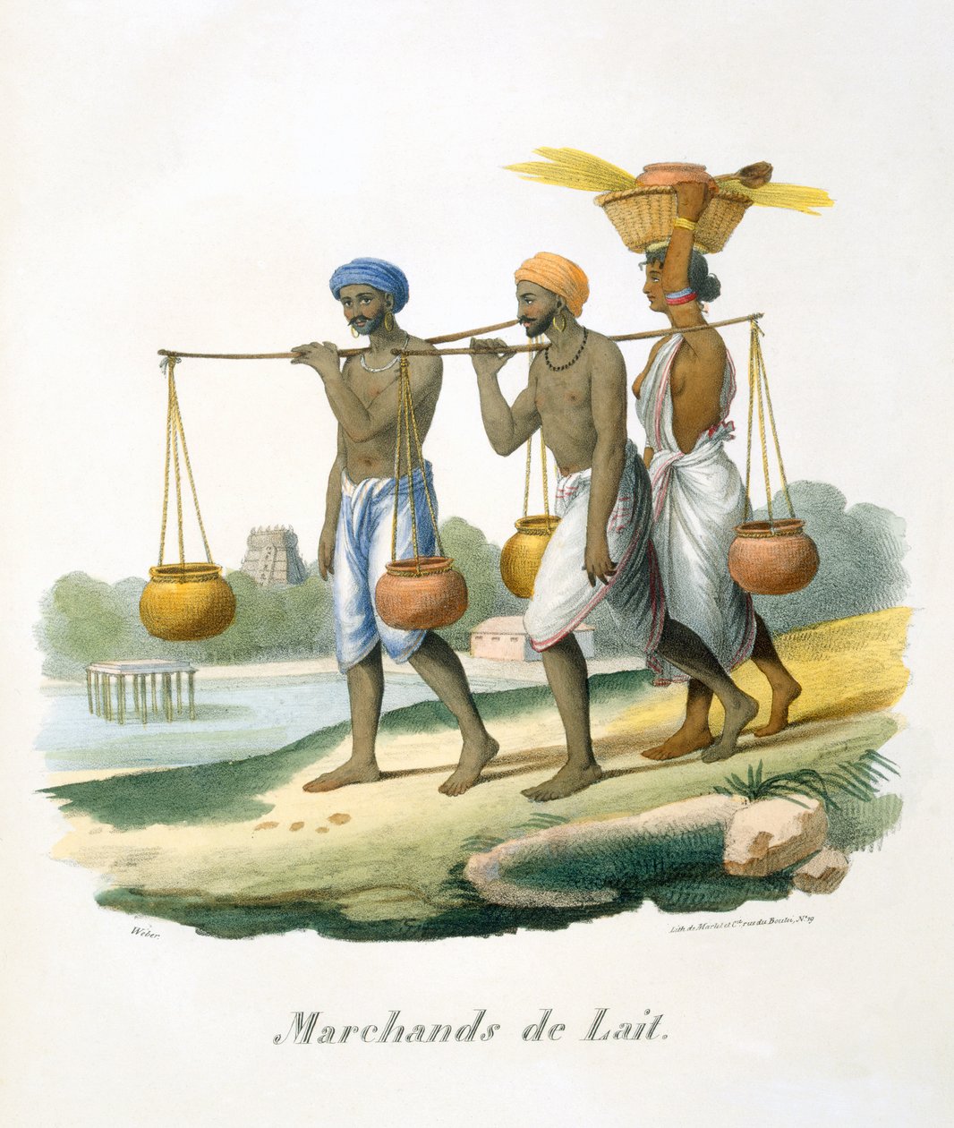 Vendedores de leite, 1827-35 de M.E. Burnouf