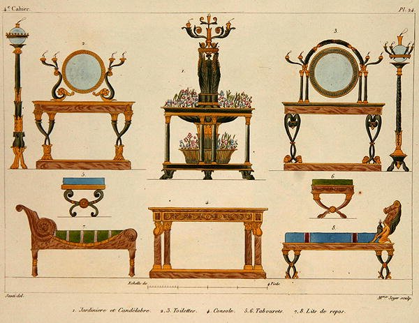 Desenhos de móveis, gravados por Mme Soyer, placa 24 de 