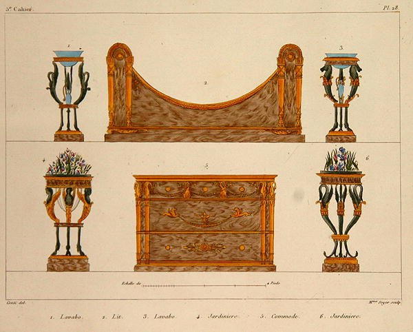 Desenhos de móveis, gravados por Mme Soyer, placa 28 de 