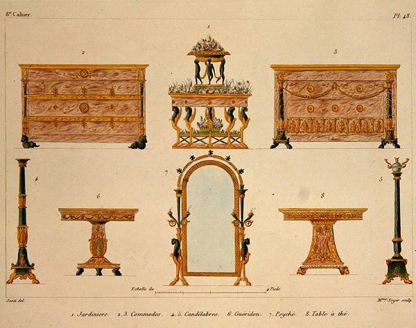 Desenhos de móveis, gravados por Mme Soyer, placa 48 de 