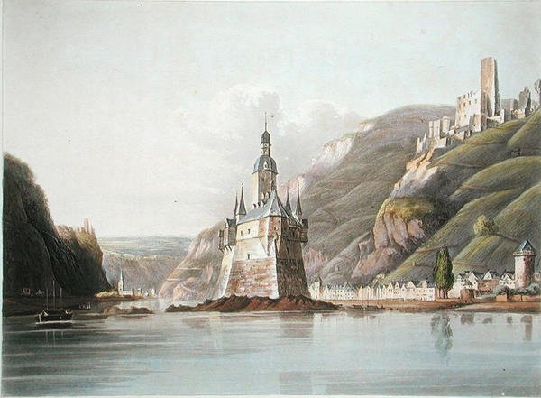 Castelo de Pfalz e a Cidade de Laub, ilustração de 