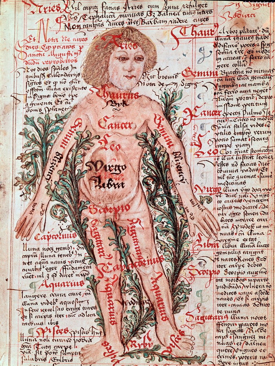 Medicina: influência do zodíaco nas doenças humanas (Miniatura de M Albik