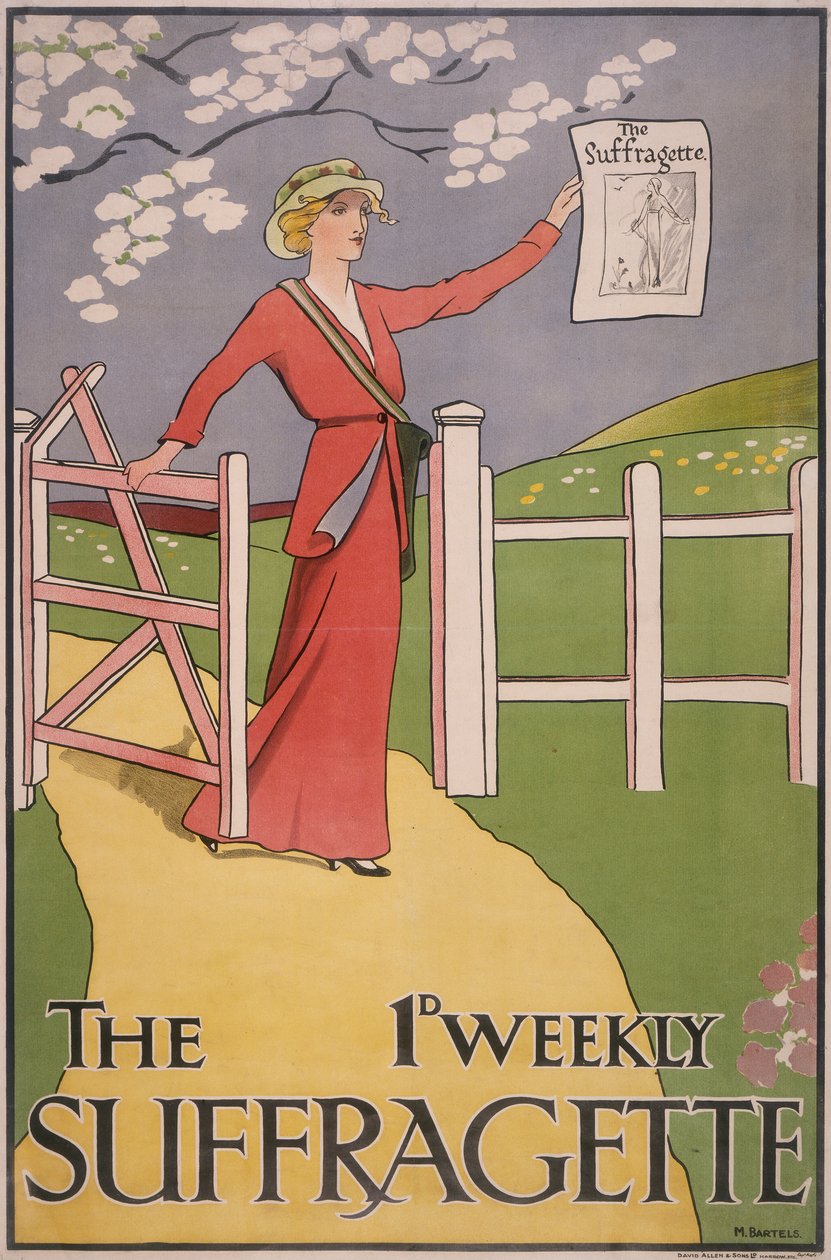 Poster para o jornal The Suffragette, c1910-c1915 de M Bartels