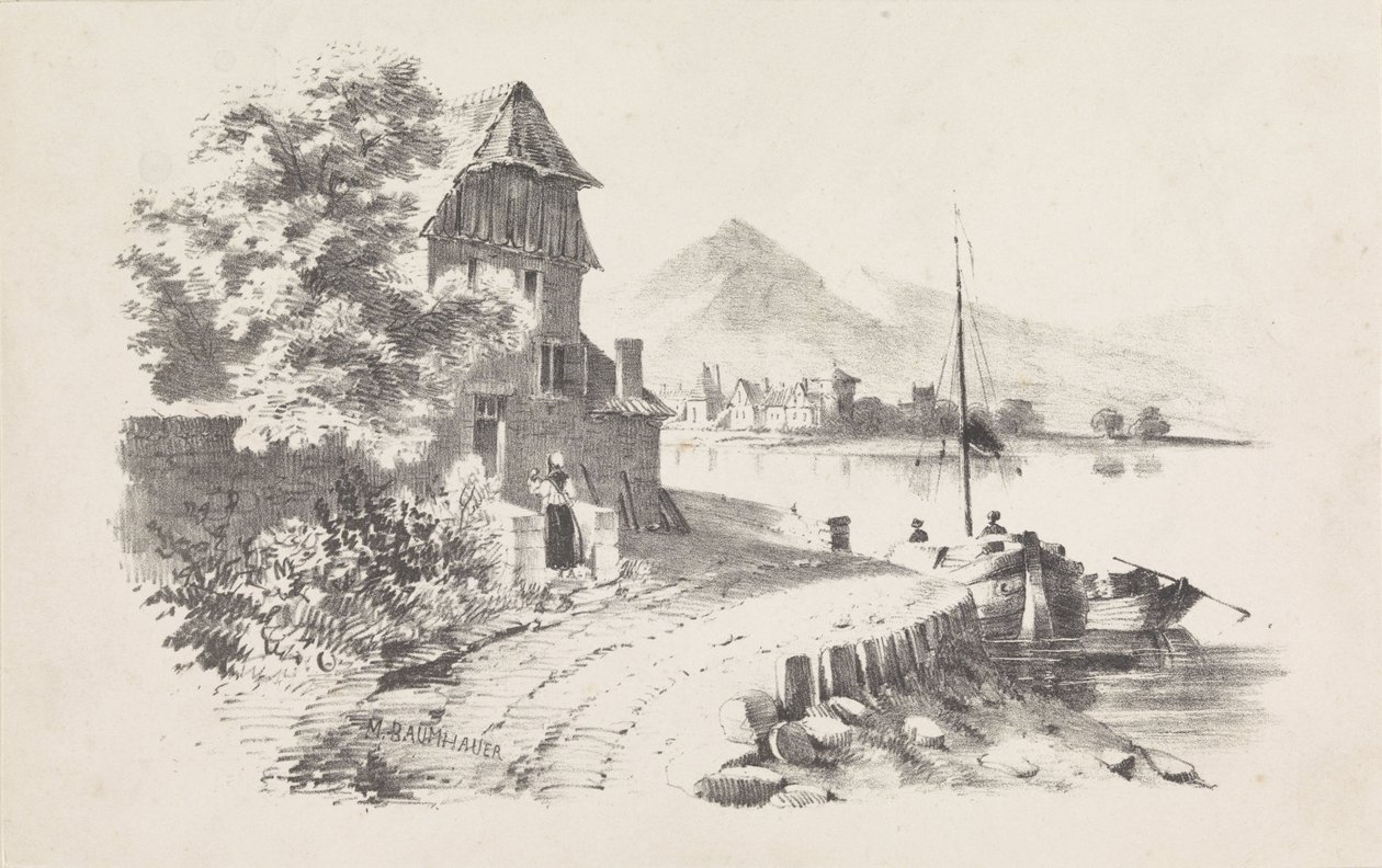 Estrada de campo ao longo de um lago de M. Baumhauer