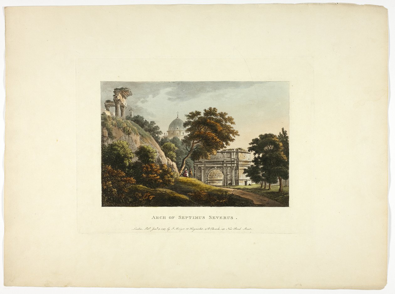 Arco de Septimus Severus, placa quatro das Ruínas de Roma de M. Dubourg