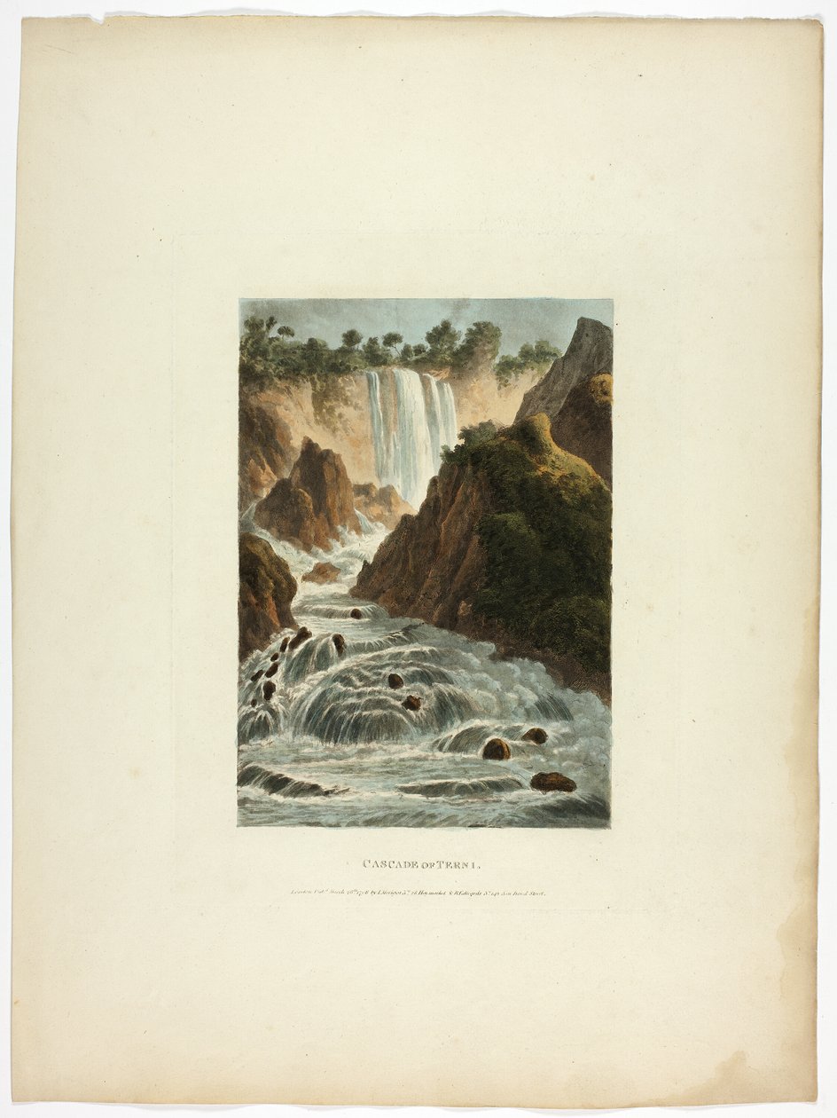 Cascata de Terni, placa catorze das Ruínas de Roma de M. Dubourg