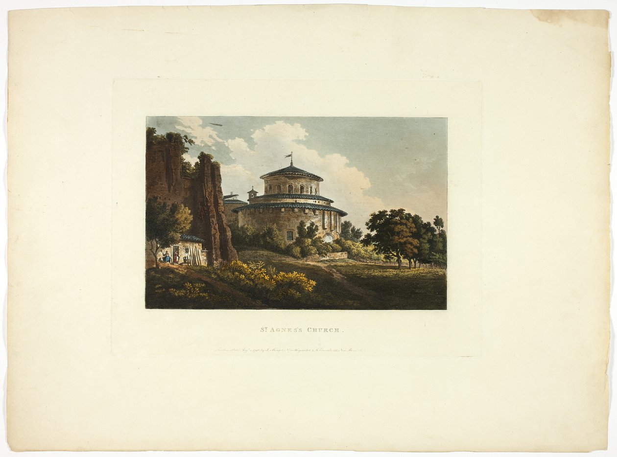 Igreja de Santa Inês, placa oito das Ruínas de Roma de M. Dubourg