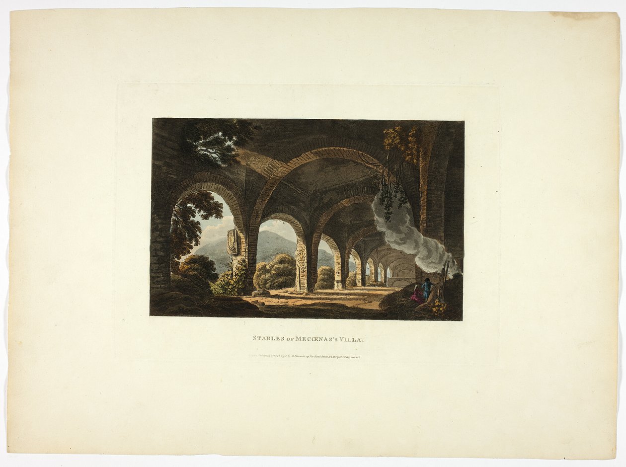 Estábulos da Villa de Meccena, placa onze das Ruínas de Roma de M. Dubourg