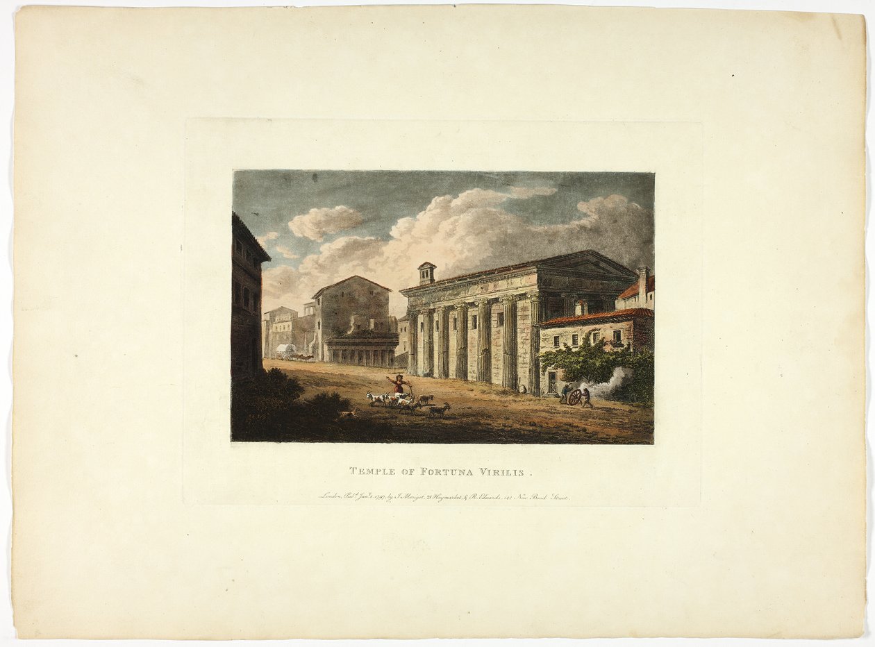 Templo da Fortuna Virilis, placa trinta e quatro das Ruínas de Roma de M. Dubourg
