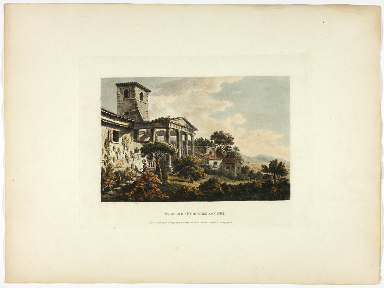 Templo de Hércules em Cori, placa trinta e dois das Ruínas de Roma de M. Dubourg
