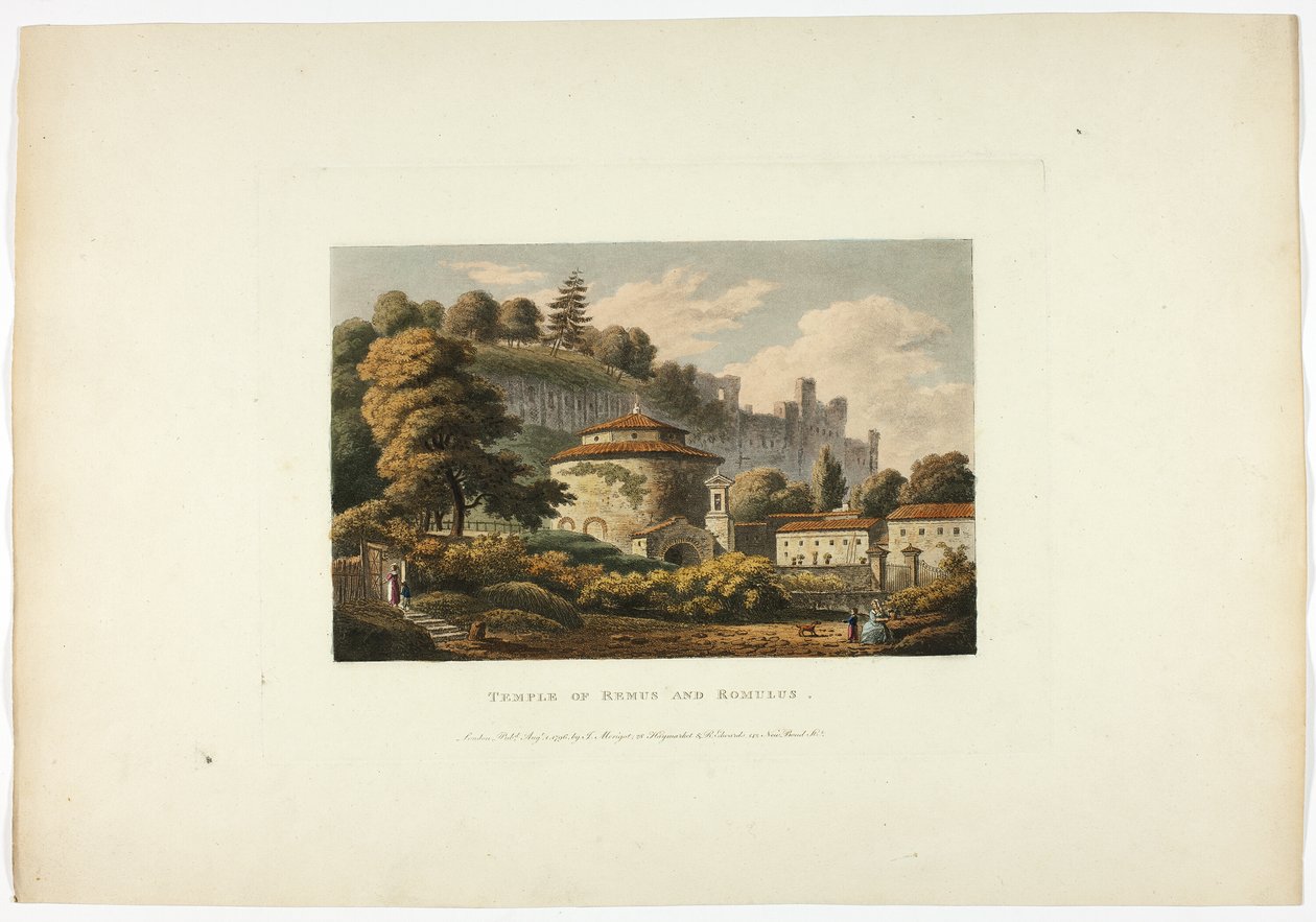 Templo de Remo e Rómulo, placa dezasseis das Ruínas de Roma de M. Dubourg
