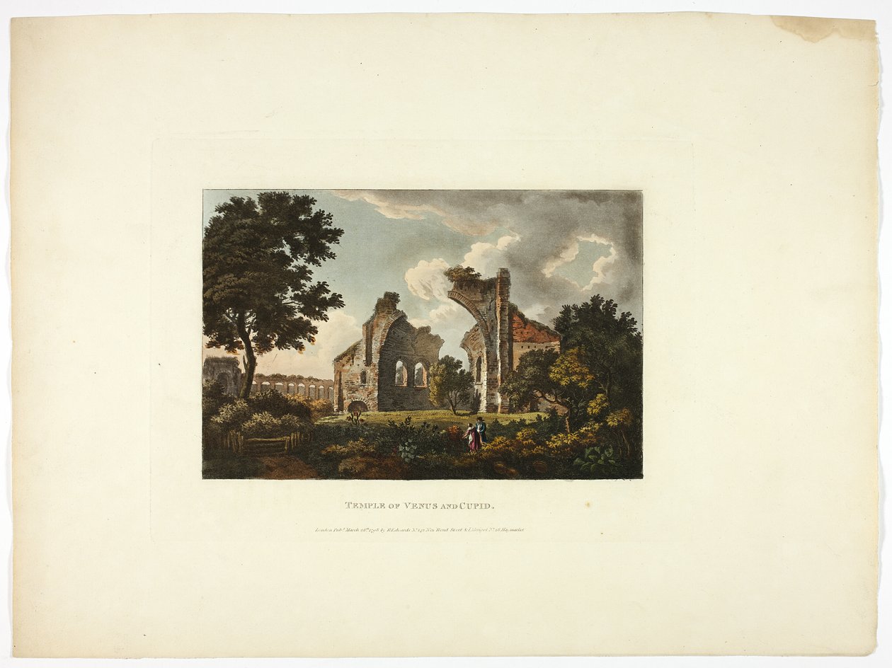 Templo de Vénus e Cupido, placa doze das Ruínas de Roma de M. Dubourg