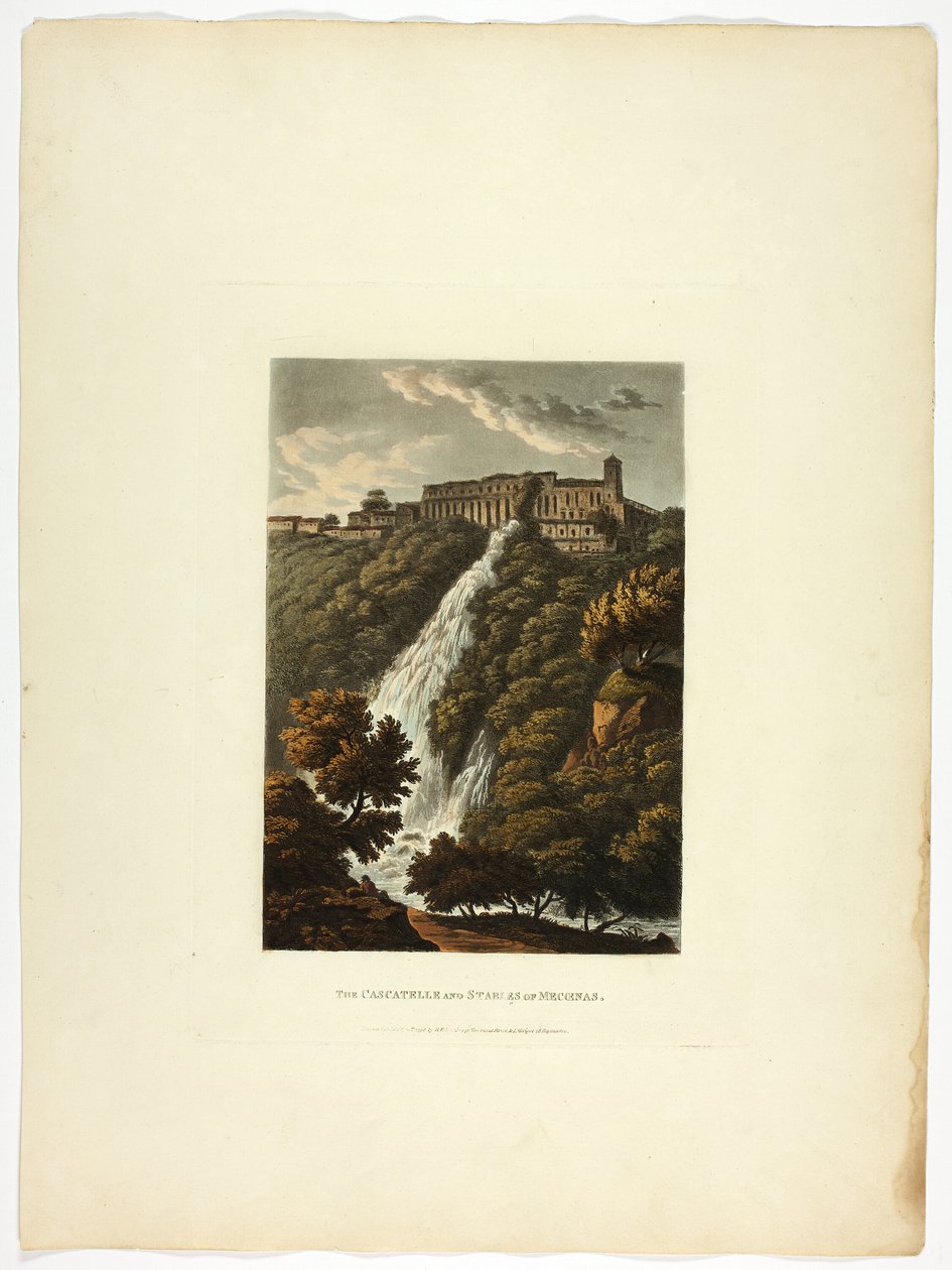 A Cascatela e as Cavalariças de Mecenas, placa trinta e três das Ruínas de Roma de M. Dubourg