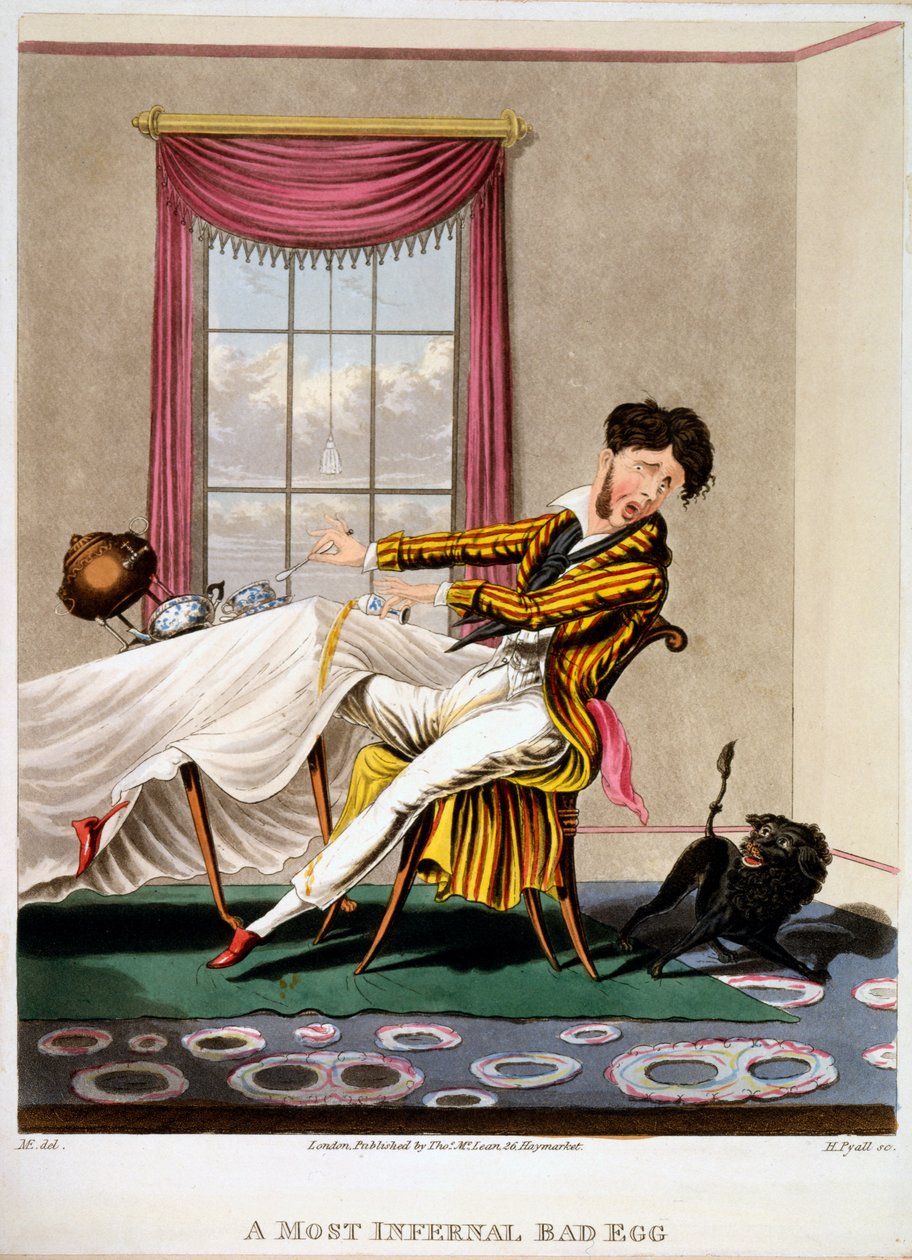 Um ovo ruim mais infernal, estampa feita por H Pyall, 1827 (gravura colorida à mão) de M. Egerton