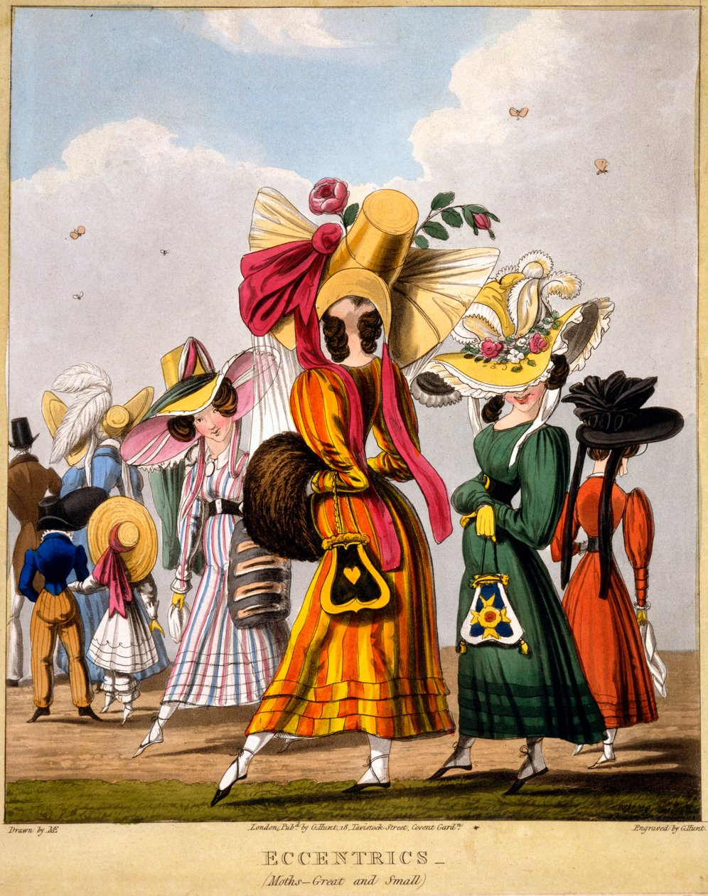 Excêntricos - traças (grandes e pequenas), impressão feita por George Hunt, 1827 (gravura colorida à mão) de M. Egerton