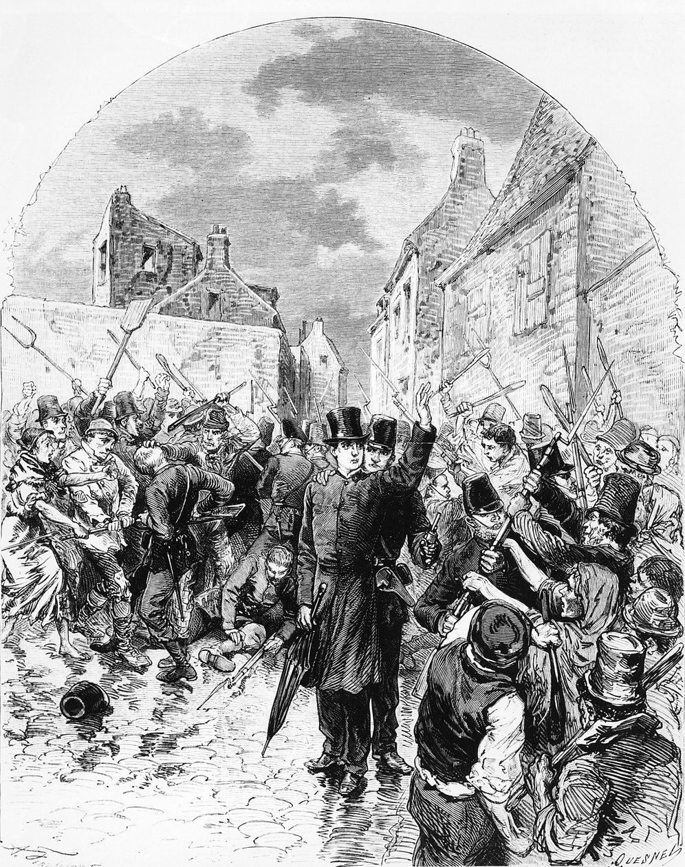 Tumultos na Irlanda - Um padre católico preso pela polícia em Mullingar é salvo pelo povo, do Le Monde Illustré, 25 de junho de 1881 de M. Ferdinandus