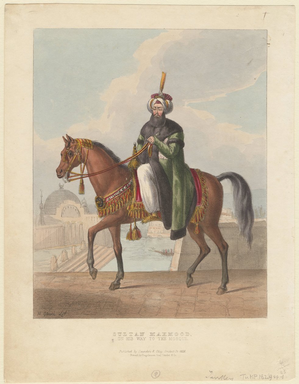 Retrato de Mahmud II 1785-1839, Sultão do Império Otomano, 1829 de M. Gauci