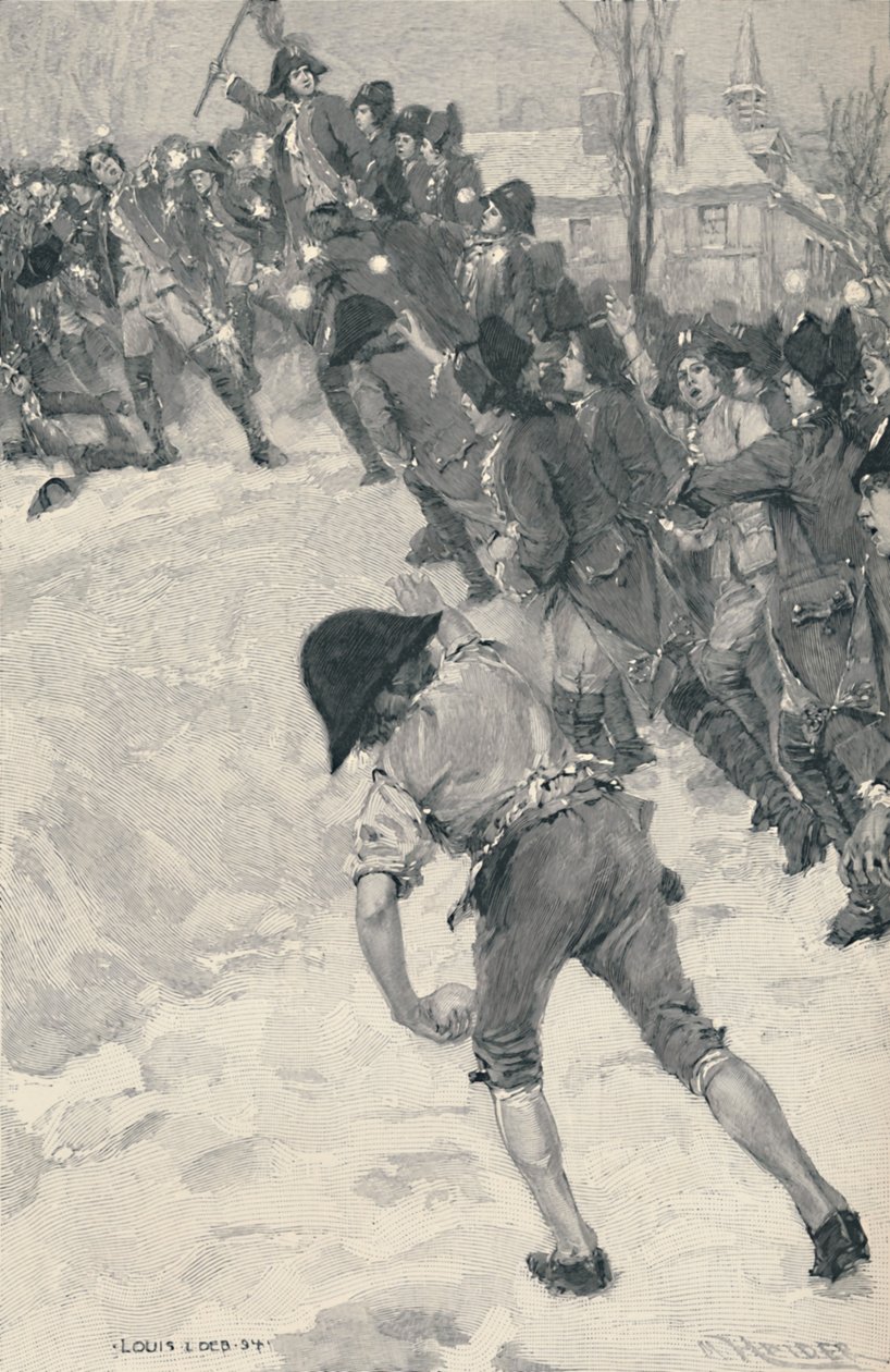 Bonaparte atacando fortes da neve na escola de Brienne, 1896 de M. Haider