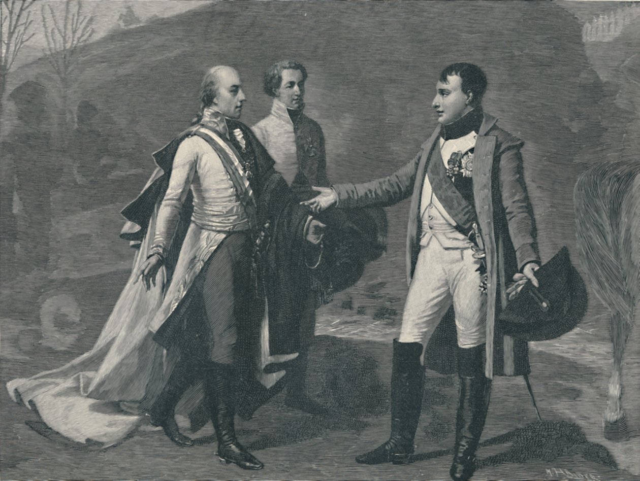 Encontro de Napoleão e Francisco I após Austerlitz, 1805, 1896 de M. Haider