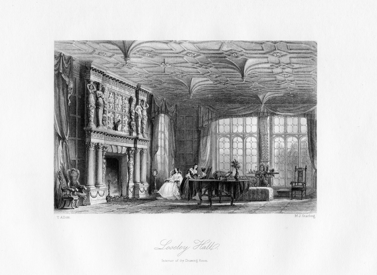 A sala de estar, Loseley Hall, Guildford, século XIX. de M. J. Starling