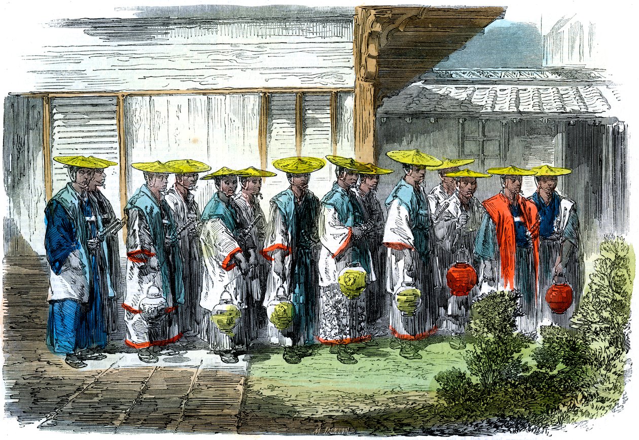 O guarda noturno em Jeddo Edo, Japão, 1864. de M. Jackson