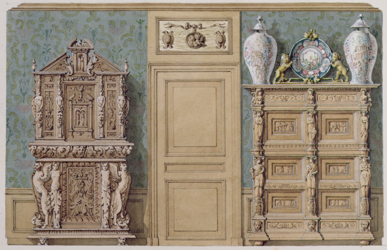 Móveis na sala de jantar da rue Fortunee, casa comprada por Balzac em 1847 de M. Santi