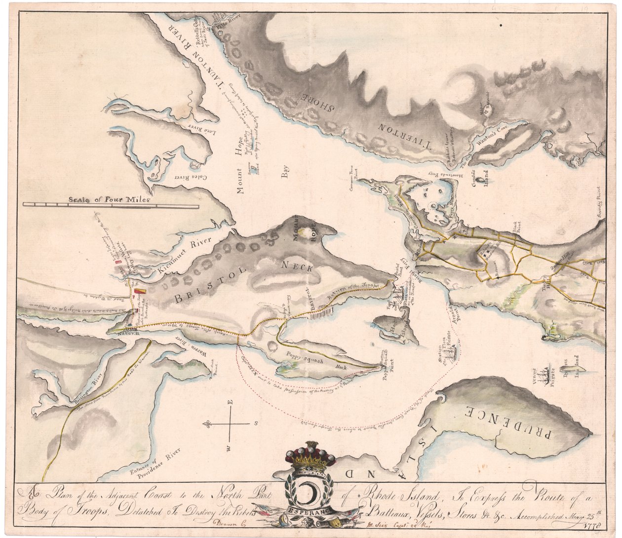 Um Plano de Rhode Island por Seix (manuscrito) de M. Seix