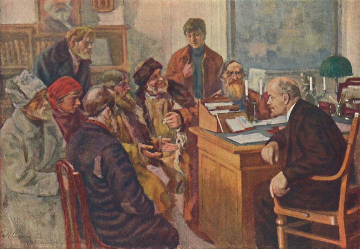 "Lenin Talking To Peasants", 1939. de M Sokolov