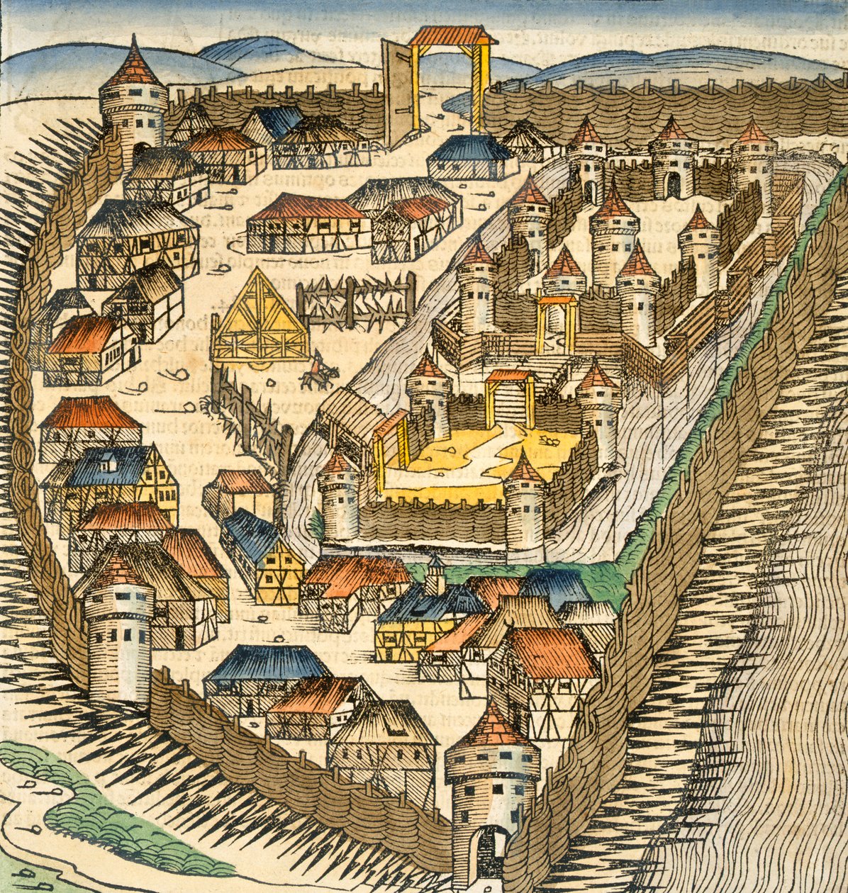 Sabatz, ilustração de &39;The Chronicle Liber&39; (Nuremberg Chronicle) por Hartmann Schedel (1440-1514), pub. Nuremberg, 1493 (gravura colorida à mão) de M. and Pleydenwurff, W. Wolgemuth
