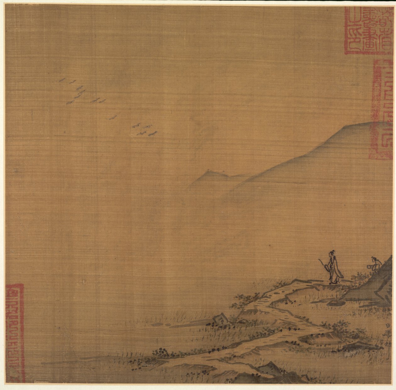 Paisagem com gansos voadores, meados dos anos 1200. de Ma Lin