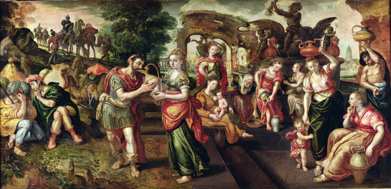 Eliezer e Rebecca no Poço, 1562 de Maarten de Vos