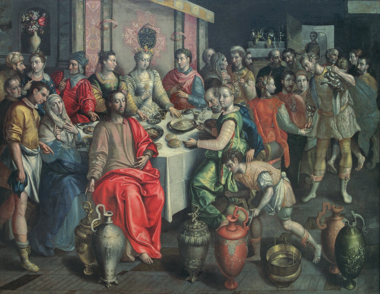 O casamento em Caná, 1597 de Maarten de studio of Vos