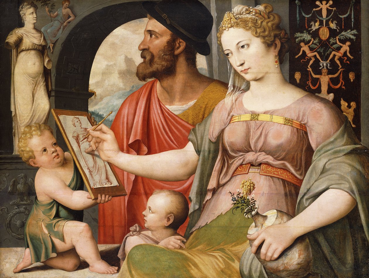 Uma alegoria da pintura: Pictura fazendo um desenho após a antiguidade de Maarten de Vos