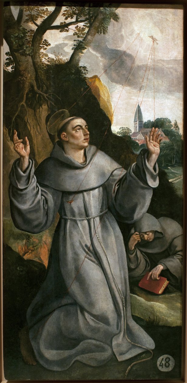 Santo: Francisco de Assis (1181-1226). Pintura de Martin (Maarten) de Vos (1532-1604), óleo sobre madeira de Maarten de Vos