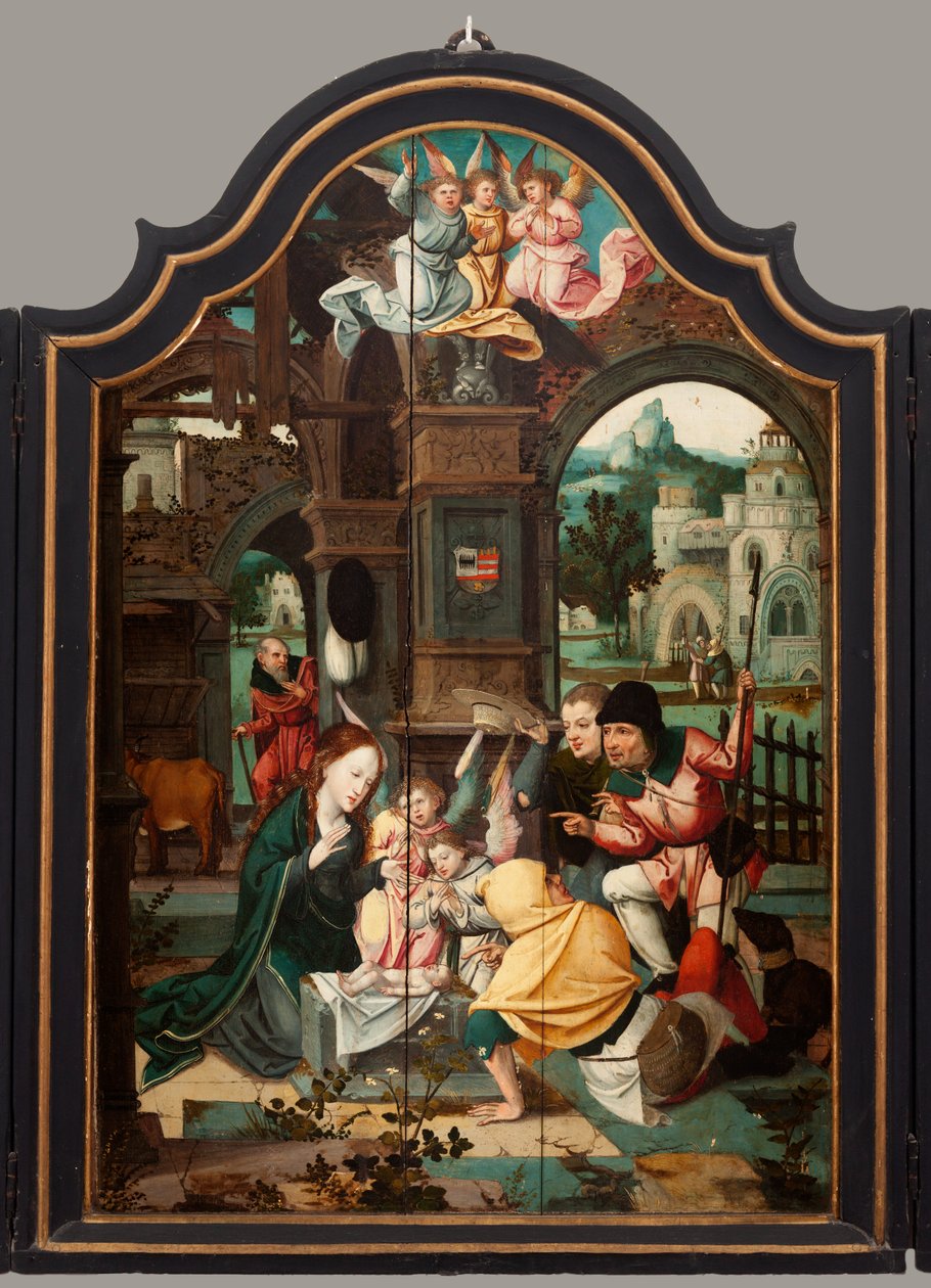 Tríptico. Maarten de Vos. Século XVI. Óleo sobre madeira. Altarpiece aberto painel central. de Maarten de Vos