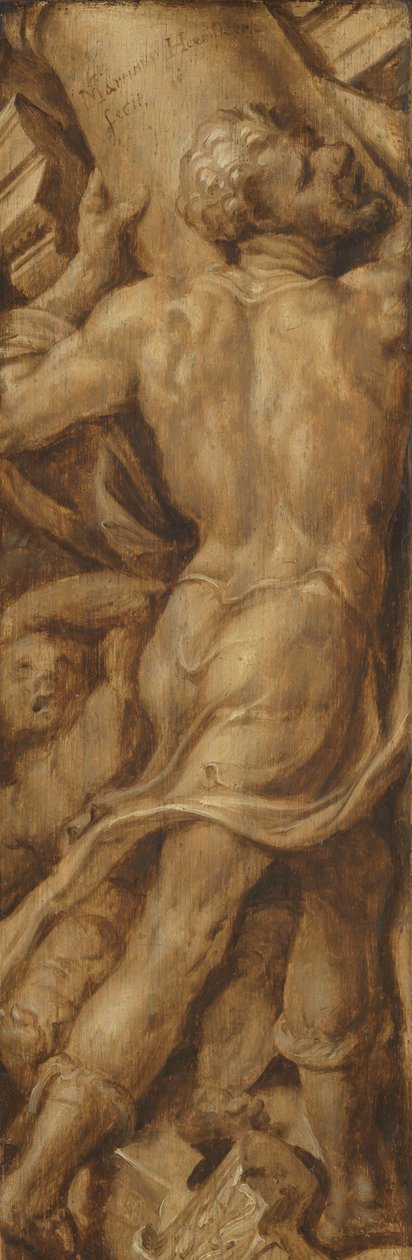 Sansão a estilhaçar os Pilares do Templo de Maarten van Heemskerck (signed by artist)