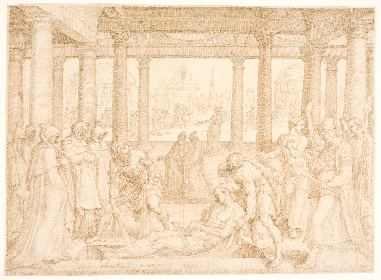 Santo Estêvão está enterrado de Maarten van Heemskerck