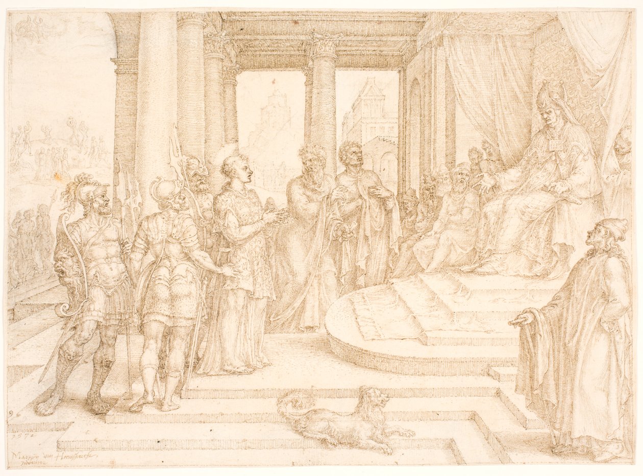 Santo Estêvão é levado perante o sumo sacerdote de Maarten van Heemskerck