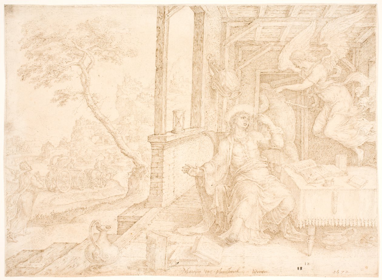 Um anjo aparece a Filipe de Maarten van Heemskerck