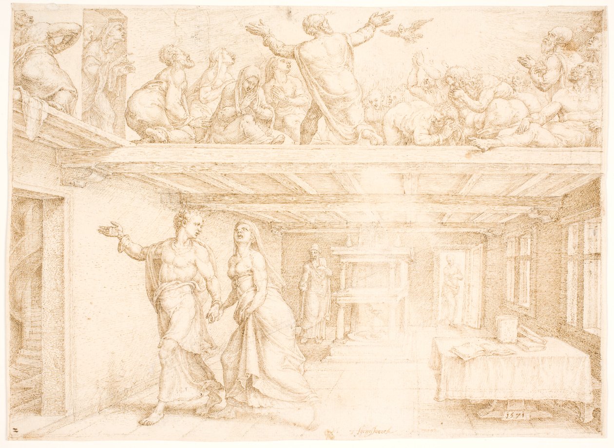 O derramamento do Espírito Santo no Pentecostes de Maarten van Heemskerck