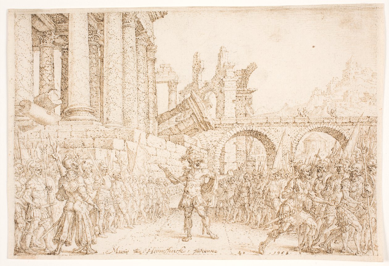 Israel está dividido entre Onri e Tibni de Maarten van Heemskerck