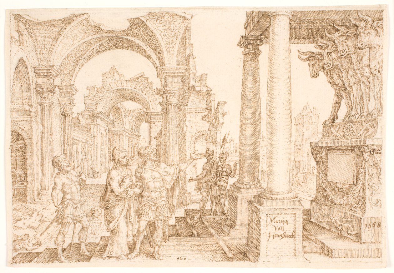 Jeú adora o bezerro de ouro de Maarten van Heemskerck