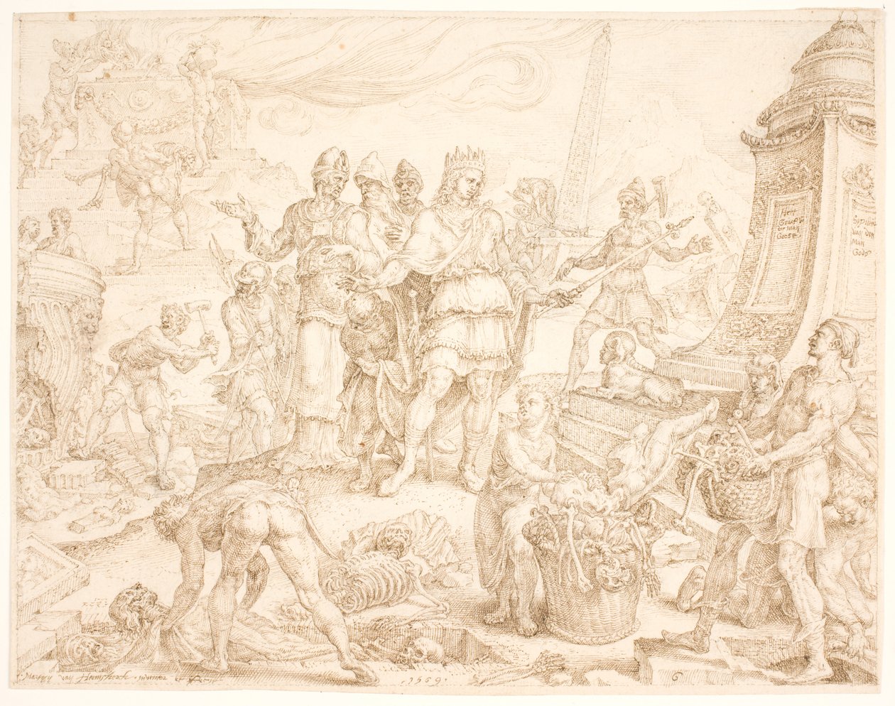 Josias ordena que o túmulo do homem de Deus que veio de Judá seja poupado de Maarten van Heemskerck