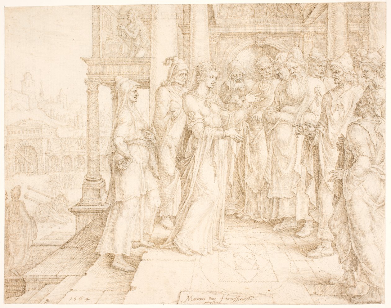 Judith dirigindo-se aos Anciães de Bethulia de Maarten van Heemskerck