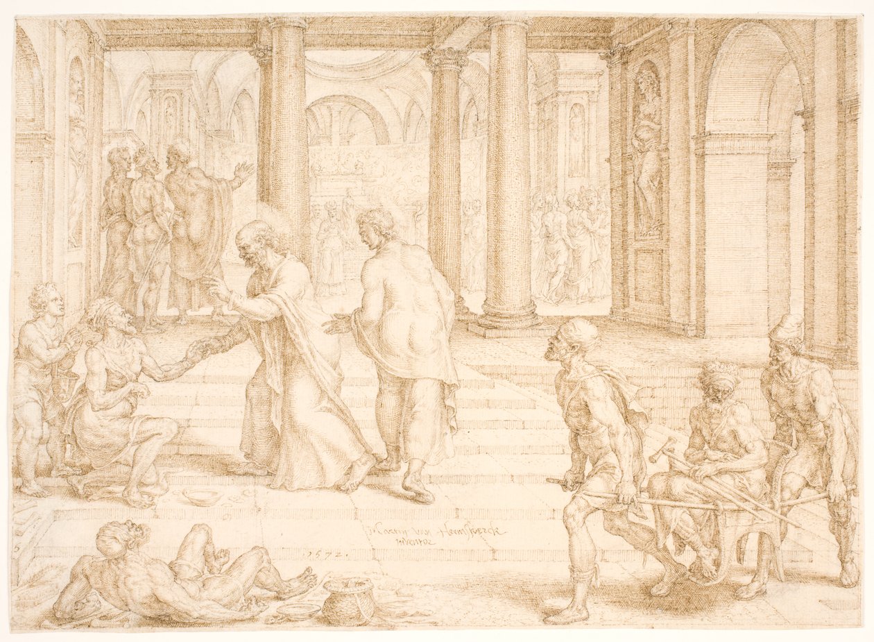 Pedro cura um cordeiro de Maarten van Heemskerck