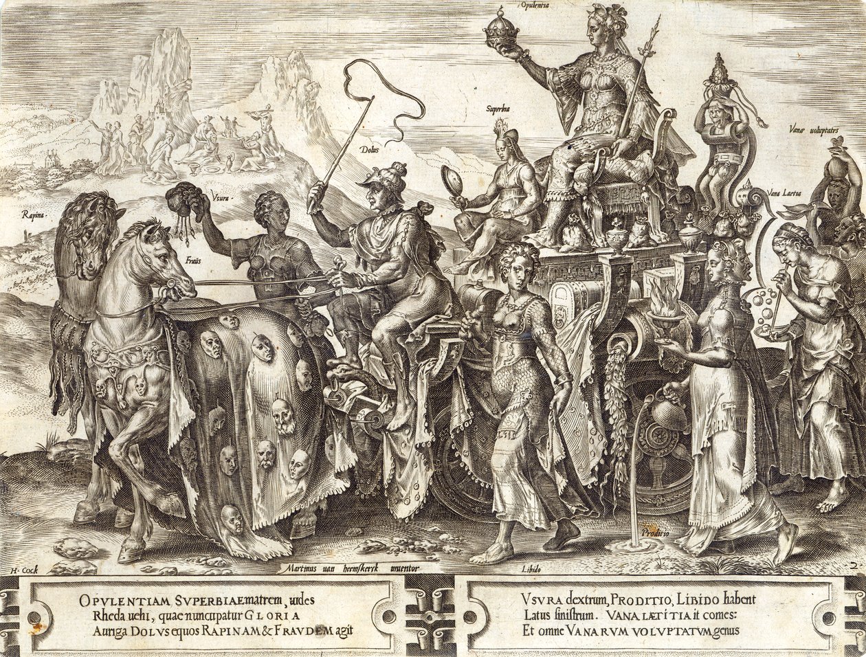 Riquezas, prato 2 de "A Vicissitude das Coisas Humanas", 1564 de Maarten van Heemskerck