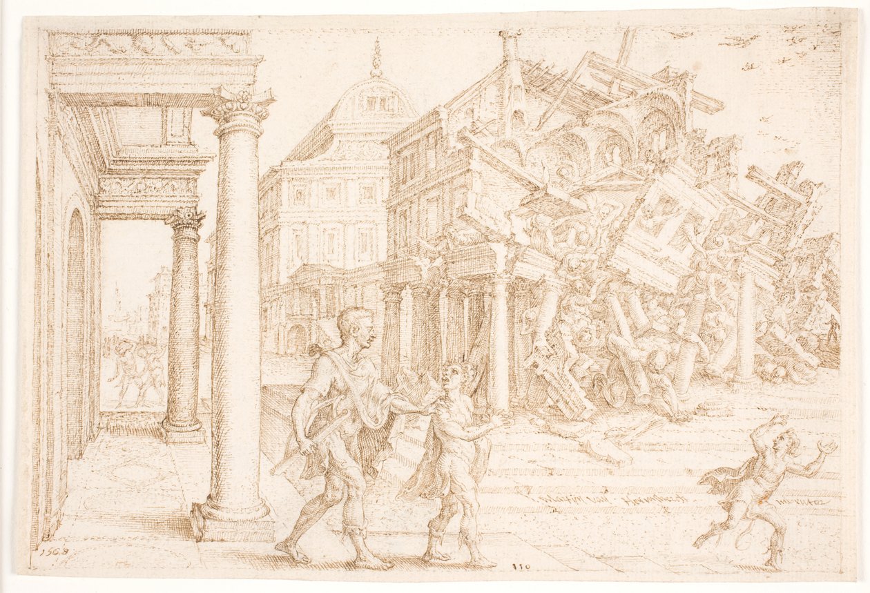 Sansão destrói a casa com os filisteus de Maarten van Heemskerck