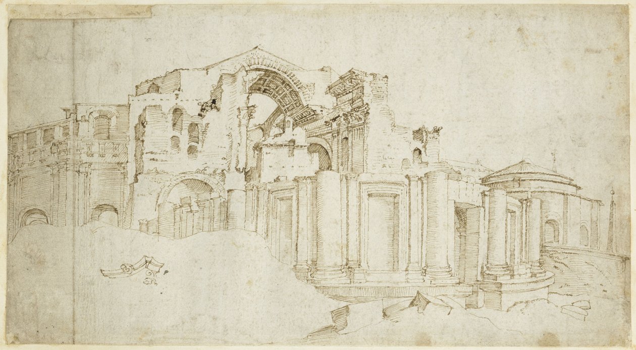 Braço sul do transepto da nova Basílica de São Pedro de Maarten van Heemskerck