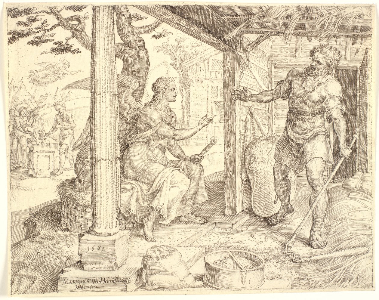 O anjo aparecendo para Gideão de Maarten van Heemskerck