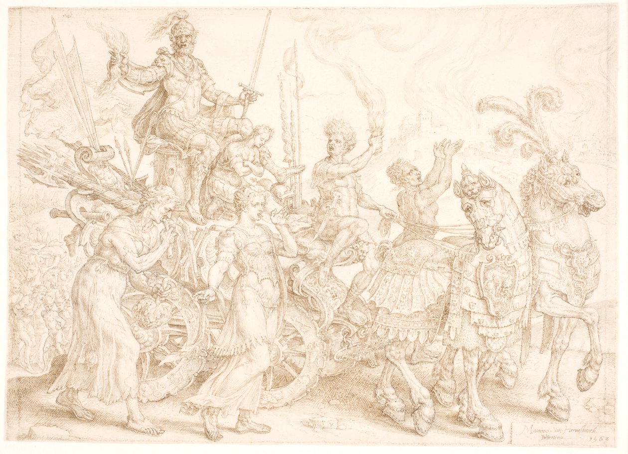 Carruagem Triunfal. Bellum (Guerra) de Maarten van Heemskerck